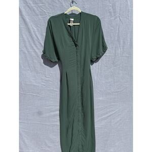 H&M Green Midi‎ Dress Size Small Short Sleeve Loose_ Missing Tie Belt